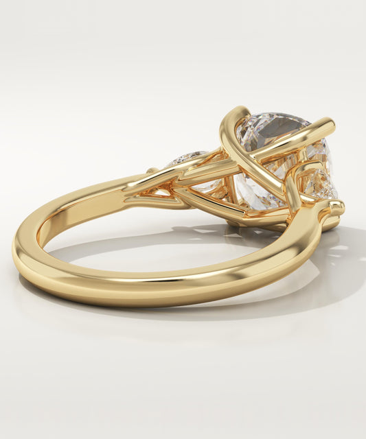 Cushion Cut Three Stone Lab-Grown Diamond Engagement Ring