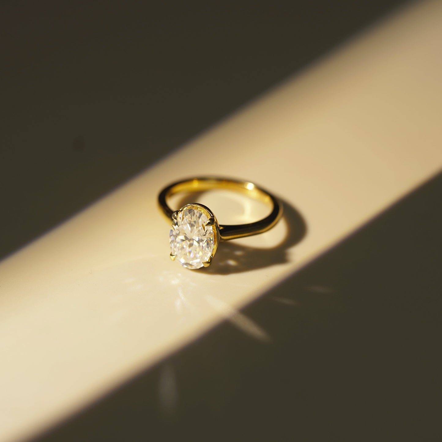 Oval Cut Solitaire Cathedral Lab-Grown Diamond Engagement Ring