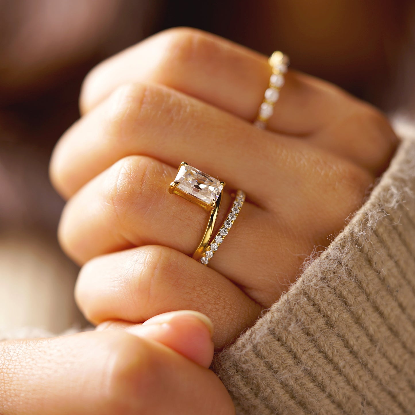 Radiant Cut Pave Lab-Grown Diamond Engagement Ring