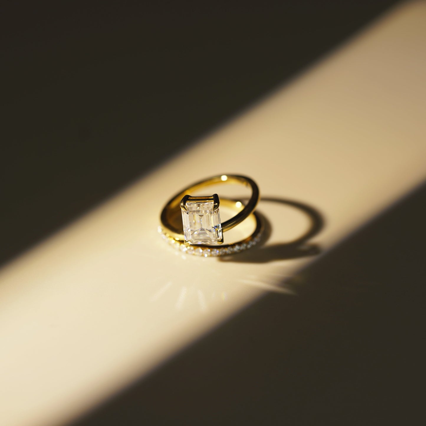 Emerald Cut Pave Lab-Grown Diamond Engagement Ring