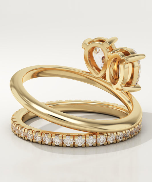 1.31 TCW Oval & Pear Cut Toi Et Moi Pave Lab-Grown Diamond Engagement Ring