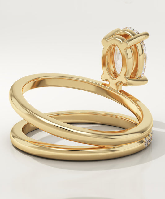 Oval Cut Double Band Pave Lab-Grown Diamond Engagement Ring