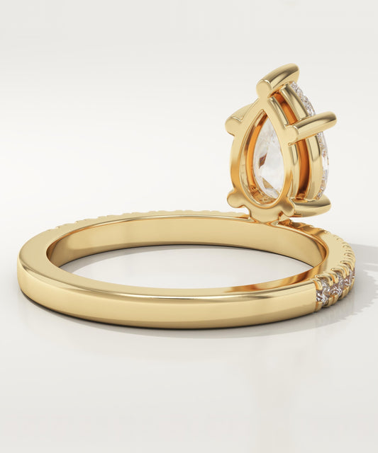 Pear Cut Pave Lab-Grown Diamond Engagement Ring