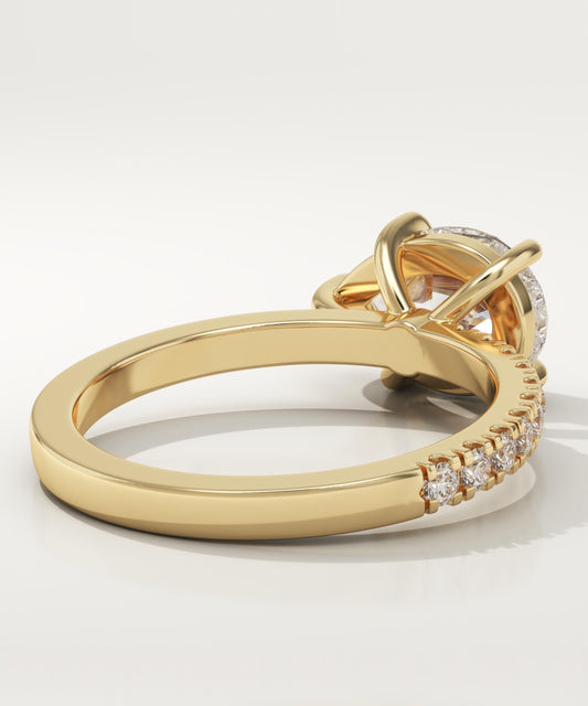 East West Pear Cut Half Pave Lab-Grown Diamond Engagement Ring