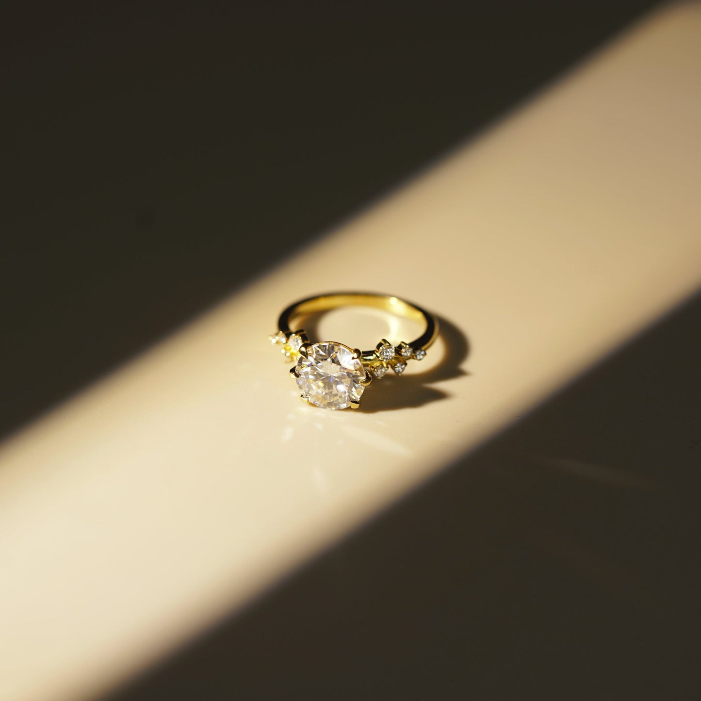 Round Cut Cluster Lab-Grown Diamond Engagement Ring