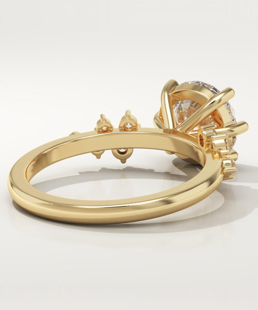 Round Cut Cluster Lab-Grown Diamond Engagement Ring