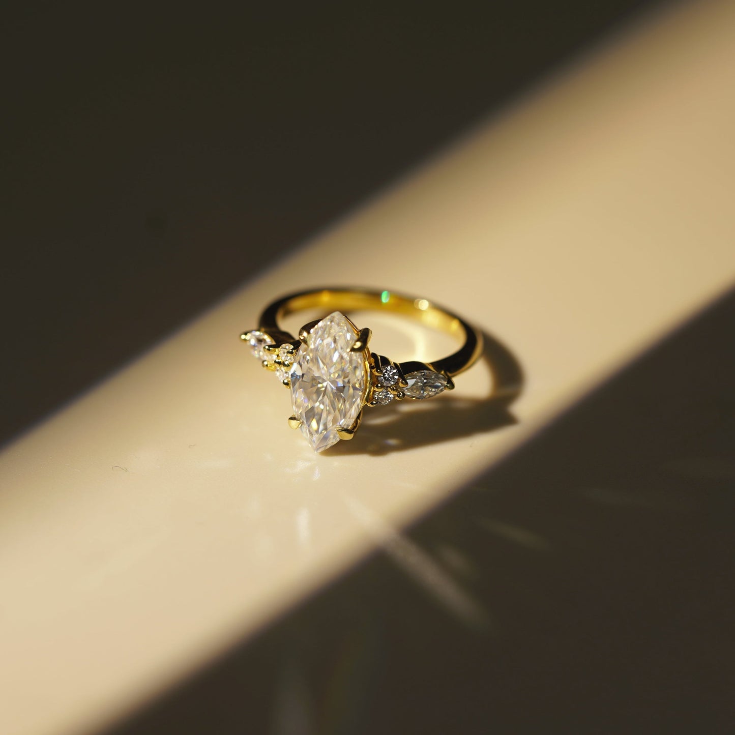 Marquise Cut Cluster Lab-Grown Diamond Engagement Ring
