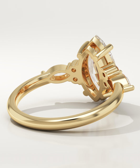 Marquise Cut Cluster Lab-Grown Diamond Engagement Ring