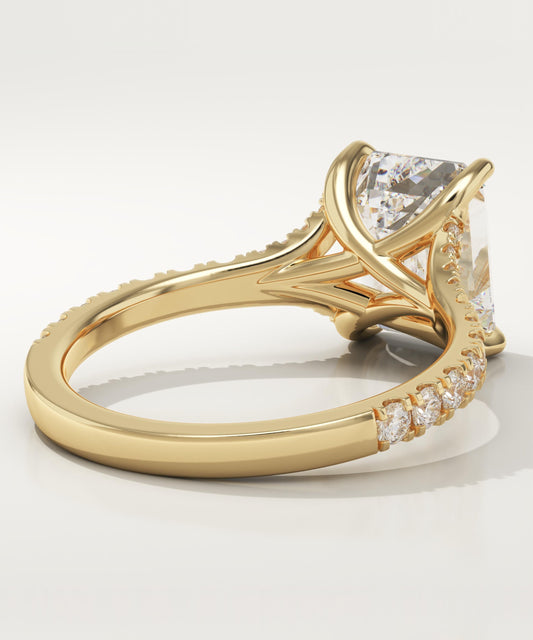Emerald Cut Pave Split Shank Lab-Grown Diamond Engagement Ring