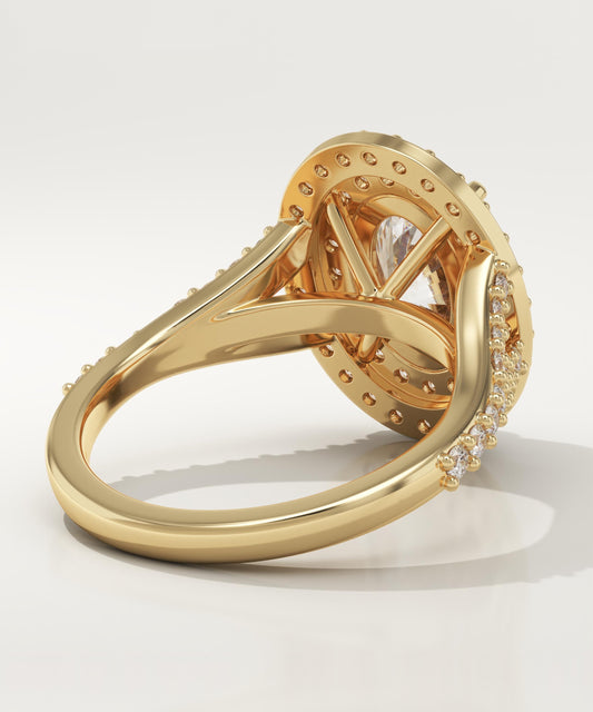 Oval Cut Double Halo & Pave Lab-Grown Diamond Engagement Ring