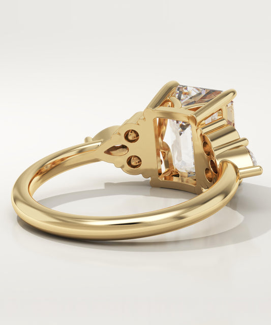 Emerald Cut Cluster Lab-Grown Diamond Engagement Ring