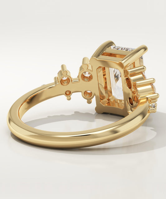 Radiant Cut Cluster Lab-Grown Diamond Engagement Ring