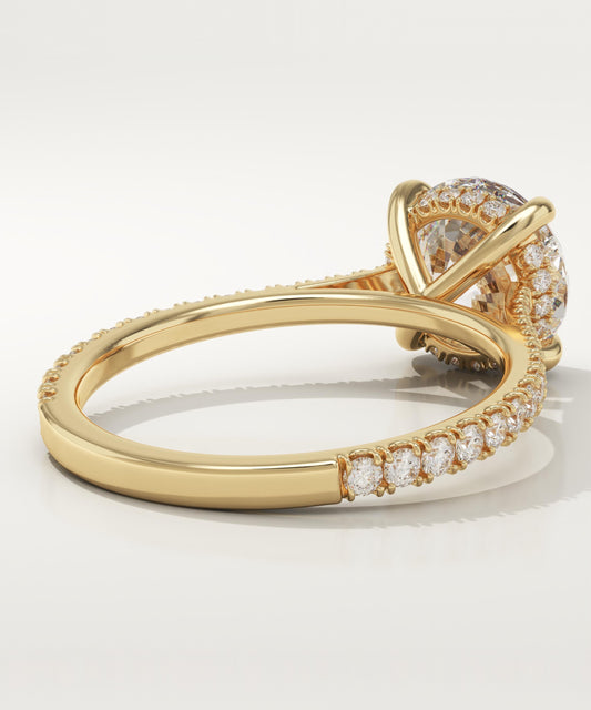 Round Cut Hidden Halo & Pave Lab-Grown Diamond Engagement Ring