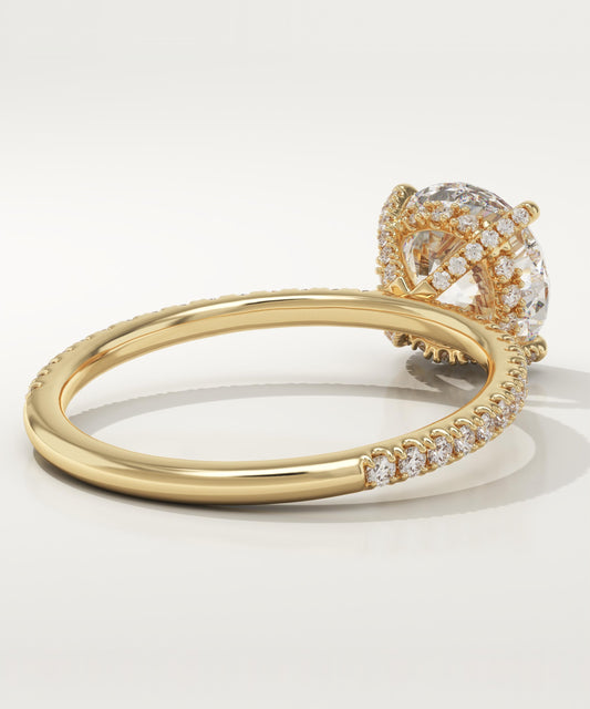 Round Cut Hidden Halo & Pave Lab-Grown Diamond Engagement Ring