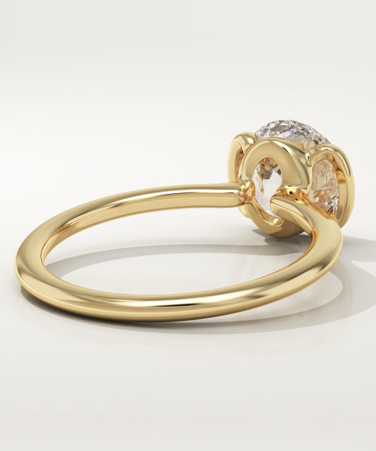 Round Cut Half Bezel Lab-Grown Diamond Engagement Ring