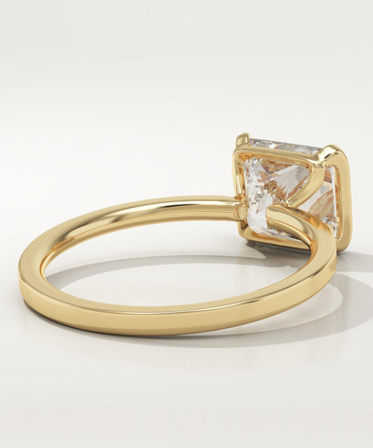 Princess Cut Half Bezel Lab-Grown Diamond Engagement Ring