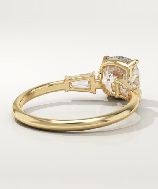 Cushion Cut Three Stone Lab-Grown Diamond Engagement Ring