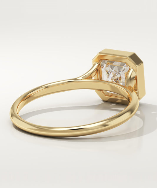 Asscher Cut Bezel Split Shank Lab-Grown Diamond Engagement Ring