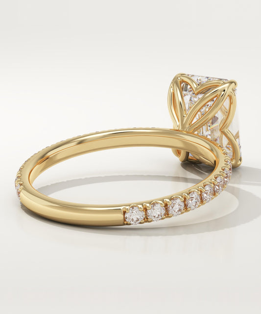 Emerald Cut Pave Lab-Grown Diamond Engagement Ring
