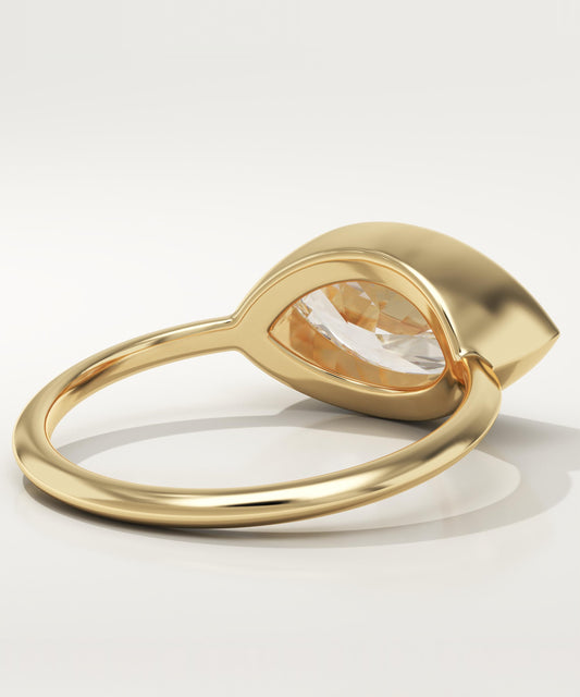 East West Marquise Cut Bezel Lab-Grown Diamond Engagement Ring