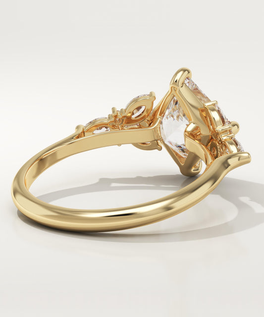 Princess Cut Cluster Lab-Grown Diamond Engagement Ring