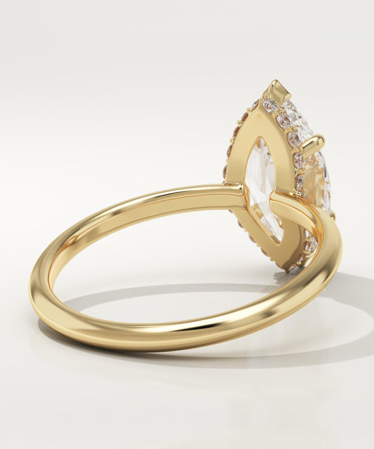 Marquise Cut Hidden Halo Lab-Grown Diamond Engagement Ring