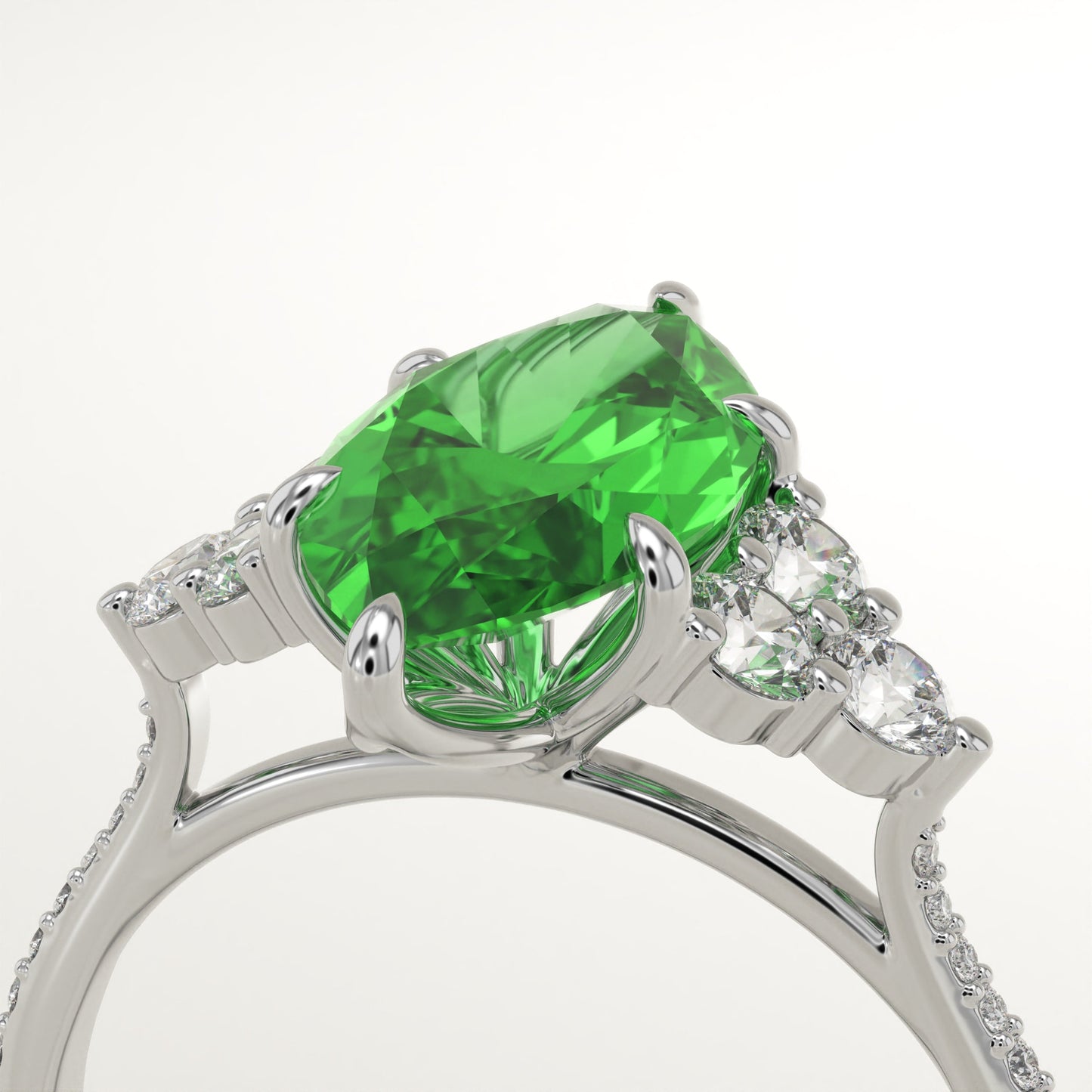 2.5 CT Marquise Cut Cluster Lab-Grown Emerald Gemstone Engagement Ring