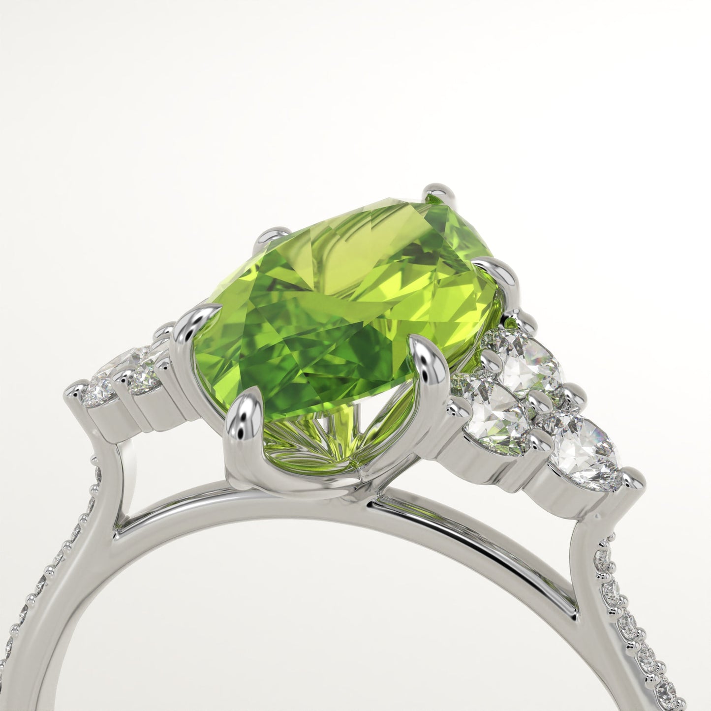 2.5 CT Marquise Cut Cluster Lab-Grown Peridot Gemstone Engagement Ring