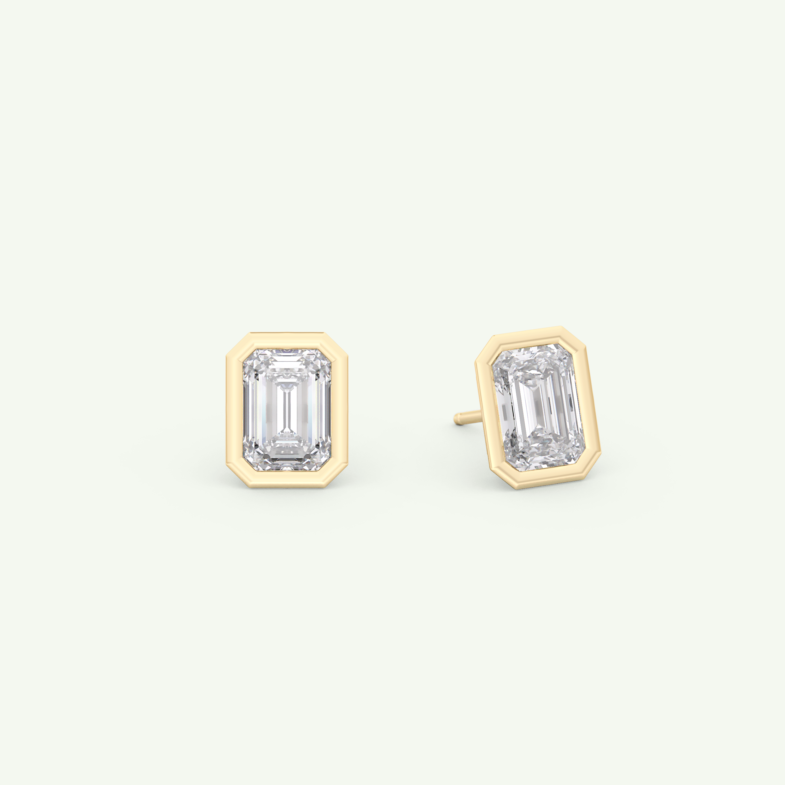 1 TCW Emerald Bezel Lab-Grown Diamond Stud Earrings 1