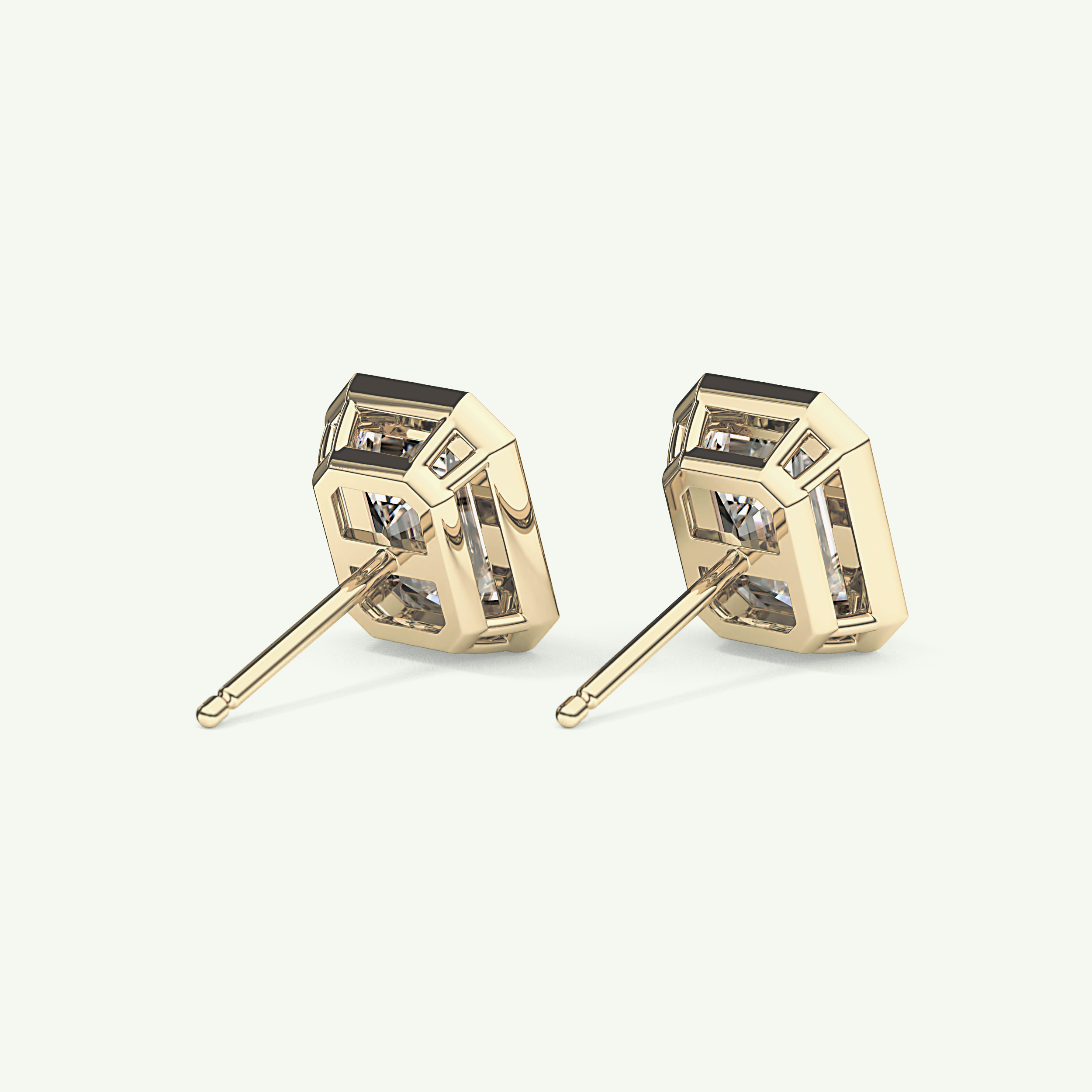 1 TCW Emerald Bezel Lab-Grown Diamond Stud Earrings 2