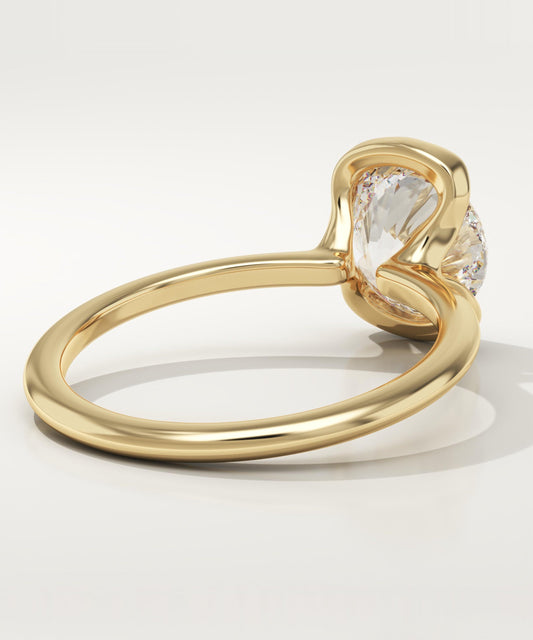 2 CT Round Cut Half Bezel Moissanite Engagement Ring