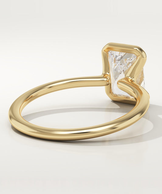 2 CT Radiant Cut Half Bezel Moissanite Engagement Ring