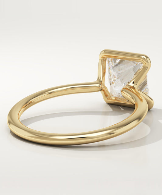 2 CT Princess Cut Half Bezel Moissanite Engagement Ring