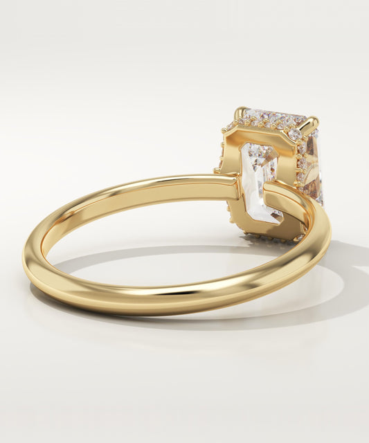 2 CT Emerald Cut Hidden Halo Moissanite Engagement Ring