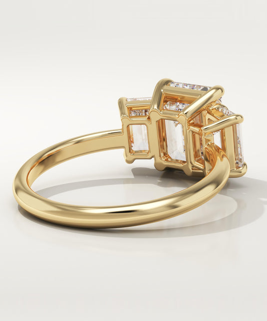 2 CT Emerald Cut Three Stone Moissanite Engagement Ring