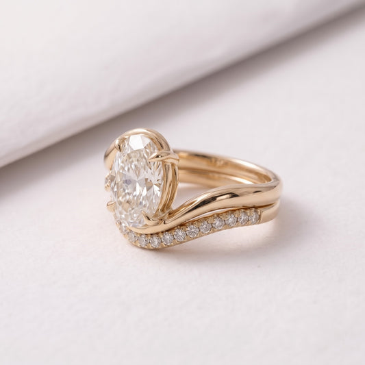 2.5 CT Oval Cut Minimal Pave Lab-Grown Diamond Bridal Set