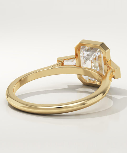 2 CT Emerald Cut Moissanite Three Stone Engagement Ring (US Size 7.25 Ready To Ship)
