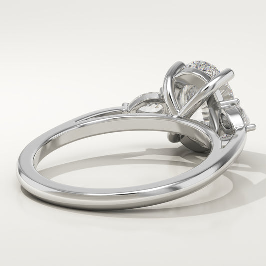 2 CT Oval Cut Moissanite Three Stone Engagement Ring (US Size 5.25 Ready To Ship)