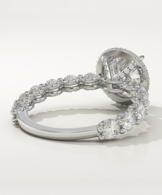 2.0 CT Round Cut Moissanite Halo & Pave Engagement Ring (US Size 7 to 7.5 Ready To Ship) (Copy)