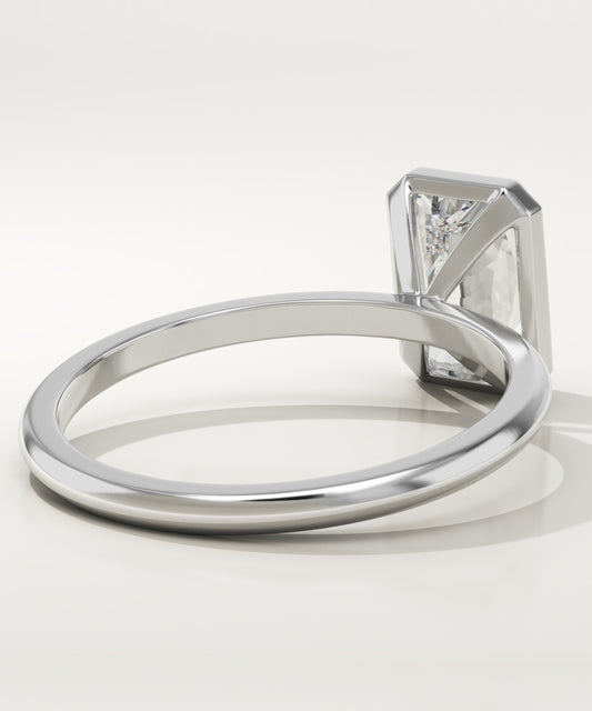 1.50 CT Radiant Cut Lab Grown Diamond Bezel Engagement Ring (US Size 8 Ready To Ship)