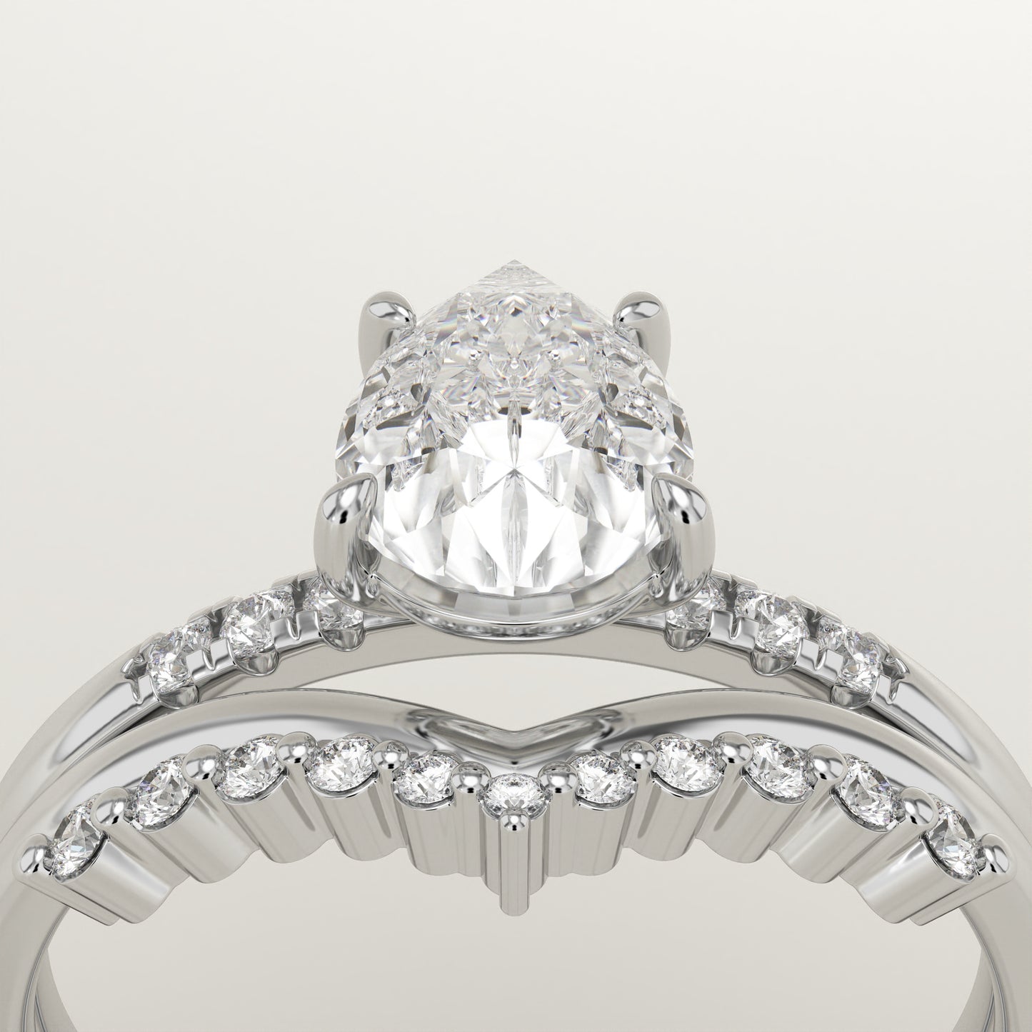 1 CT Pear Cut Moissanite Pave Bridal Set (US Size 7 Ready To Ship)