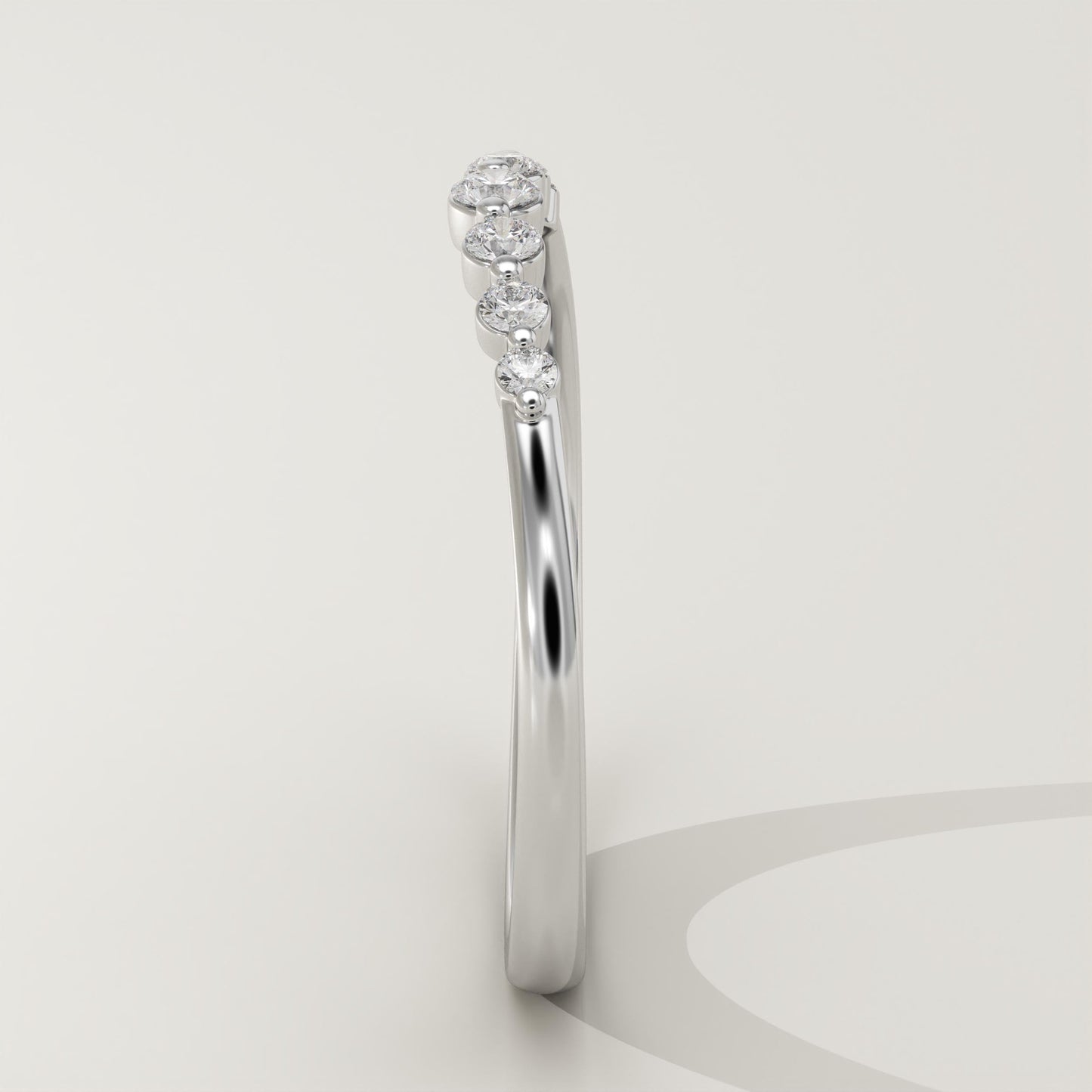 0.108 TCW Round Lab-Grown Diamond Curved Wedding Band