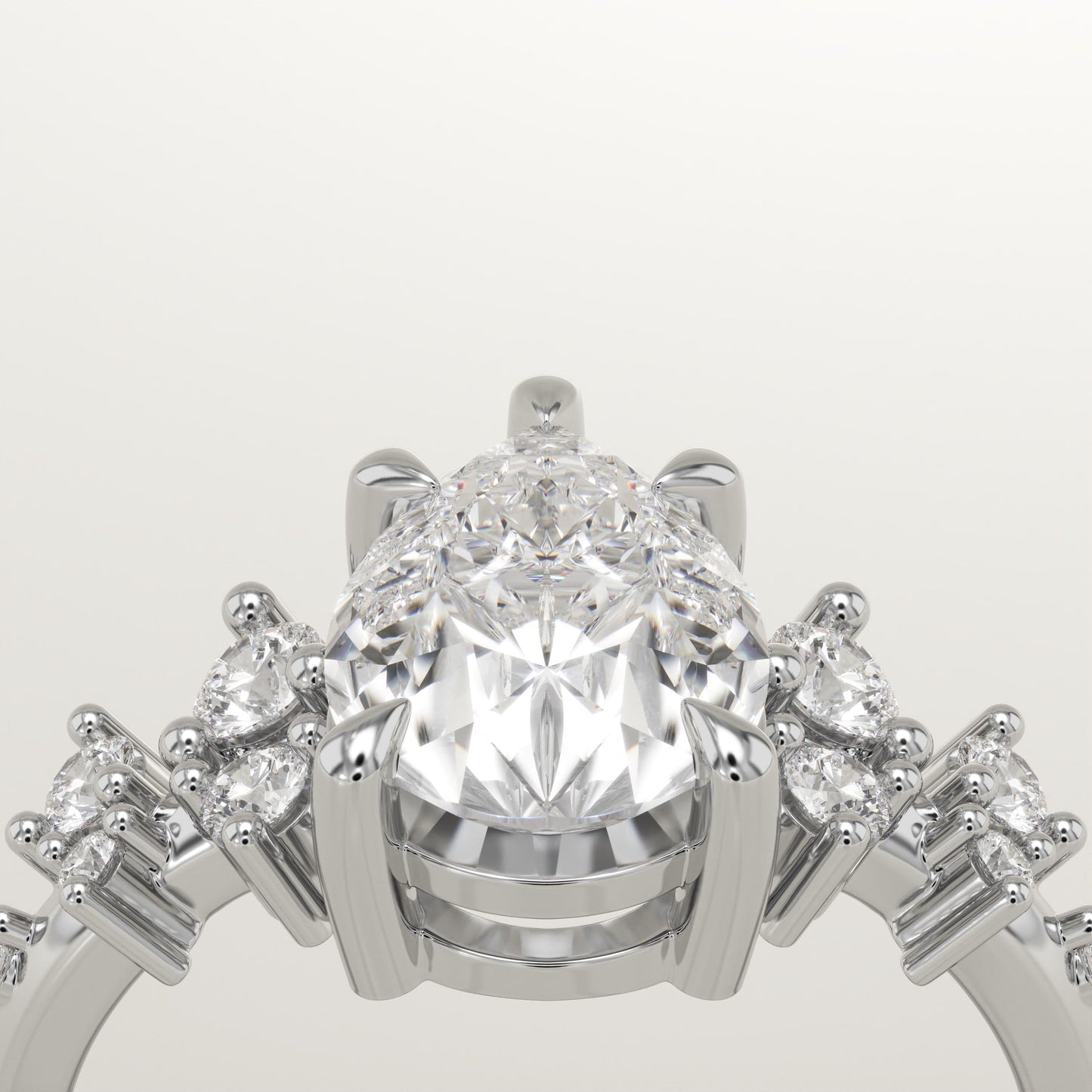 Pear Cut Cluster Lab-Grown Diamond Engagement Ring