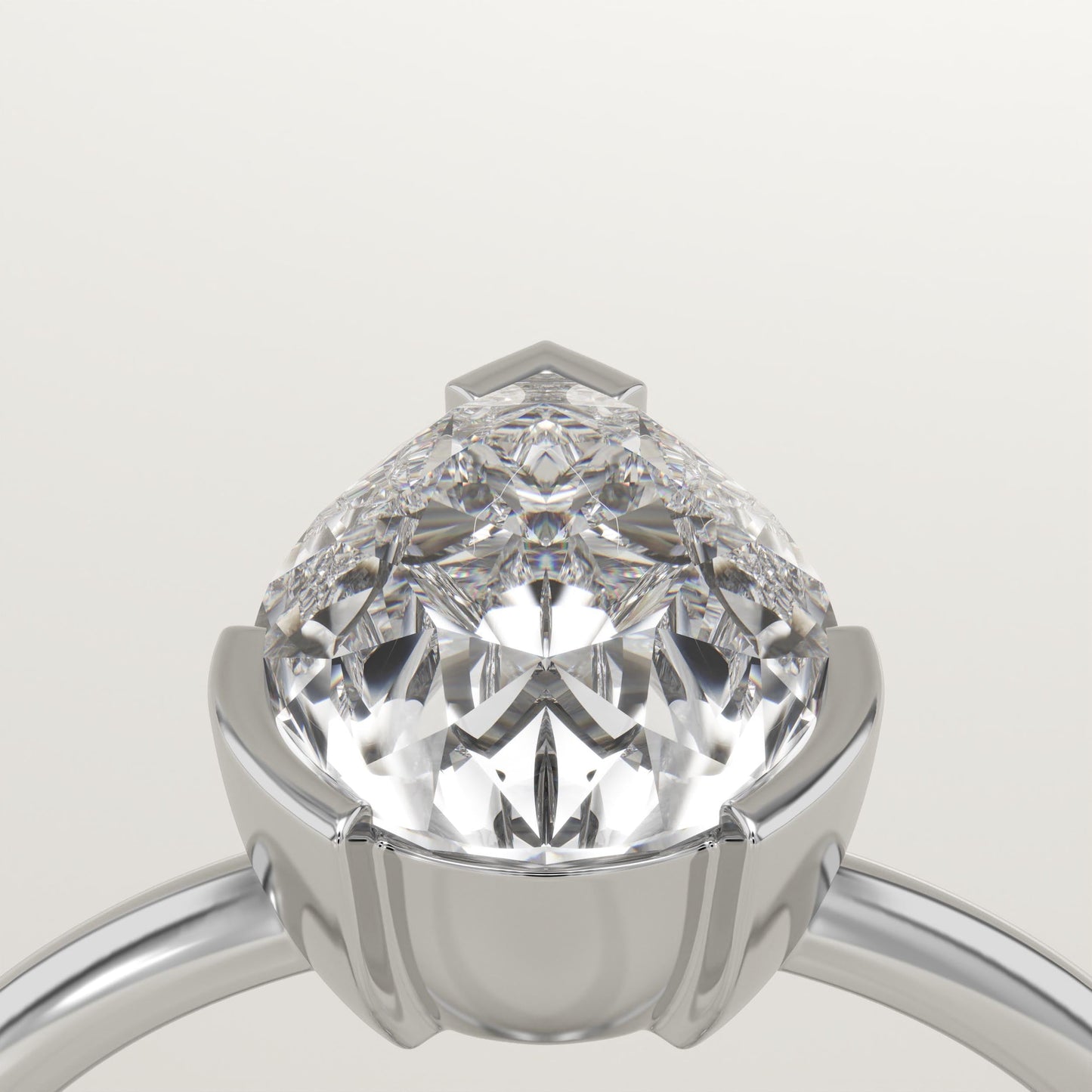 Pear Cut Half Bezel Lab-Grown Diamond Engagement Ring