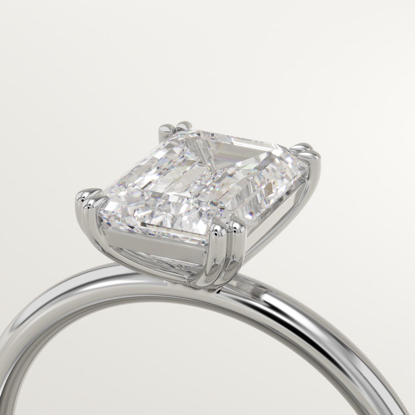 1.55 CT Emerald Cut Moissanite Solitaire Engagement Ring (US Size 7 Ready To Ship)