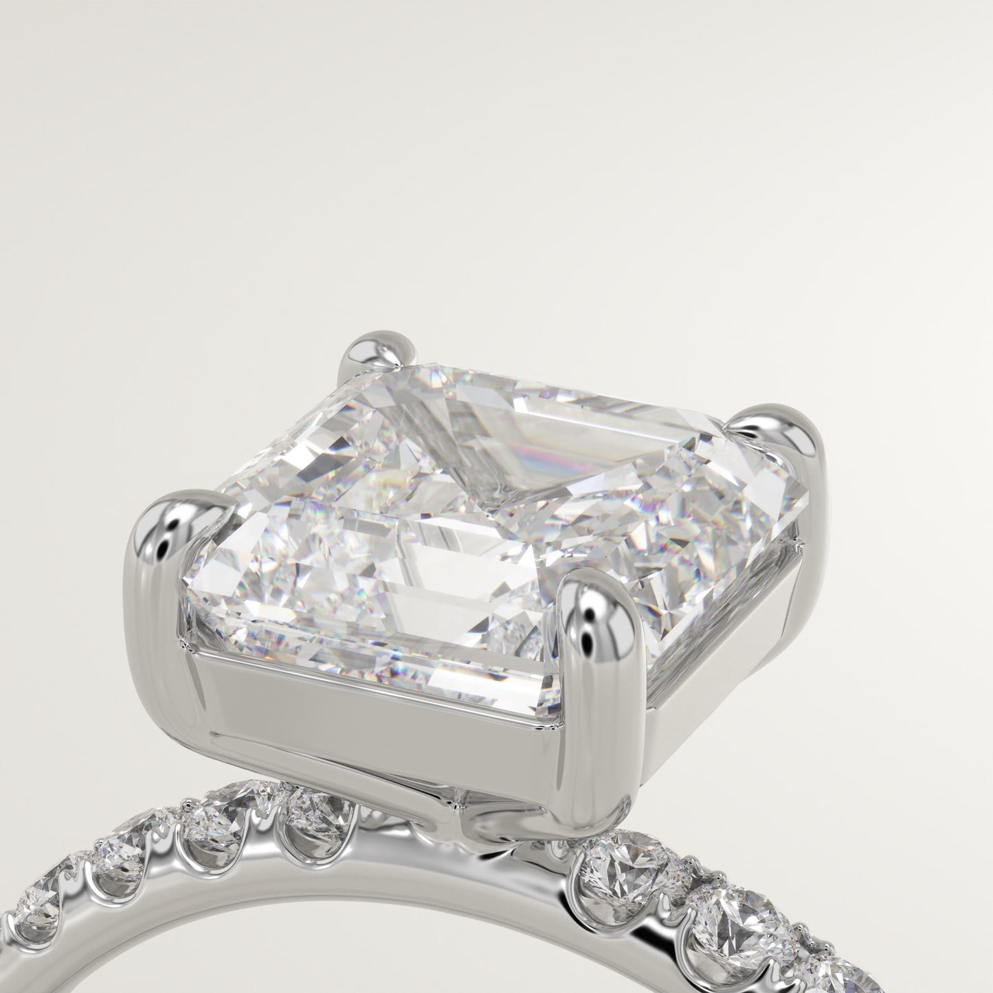 Asscher Cut Pave Lab-Grown Diamond Engagement Ring