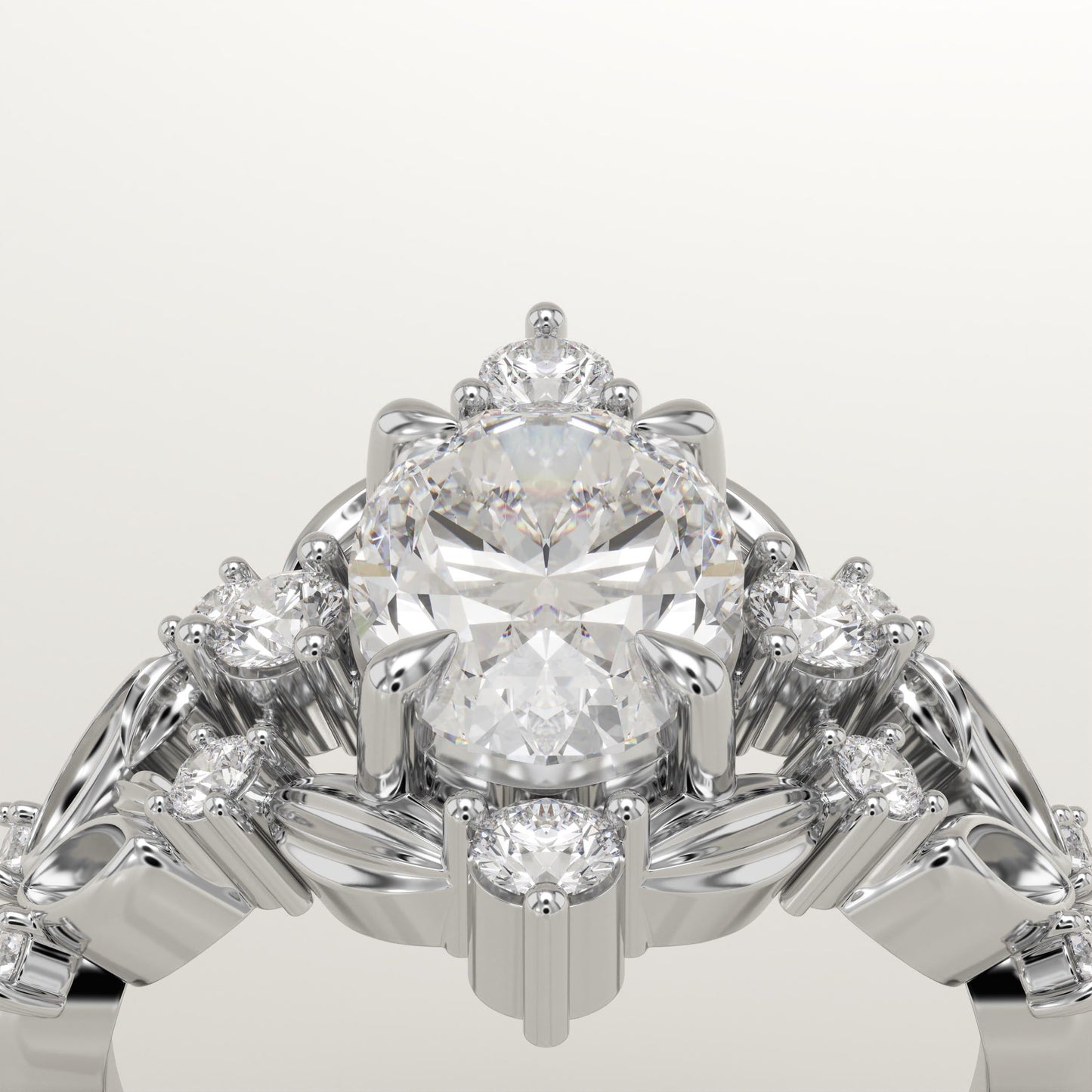 Oval Cut Nature Inspired Lab-Grown Diamond Engagement Ring