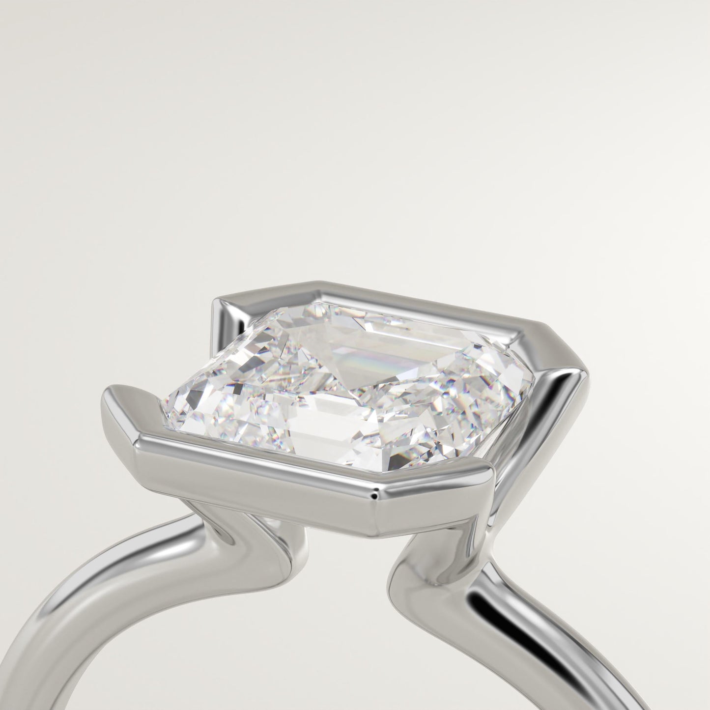 Asscher Cut Half Bezel Lab-Grown Diamond Engagement Ring