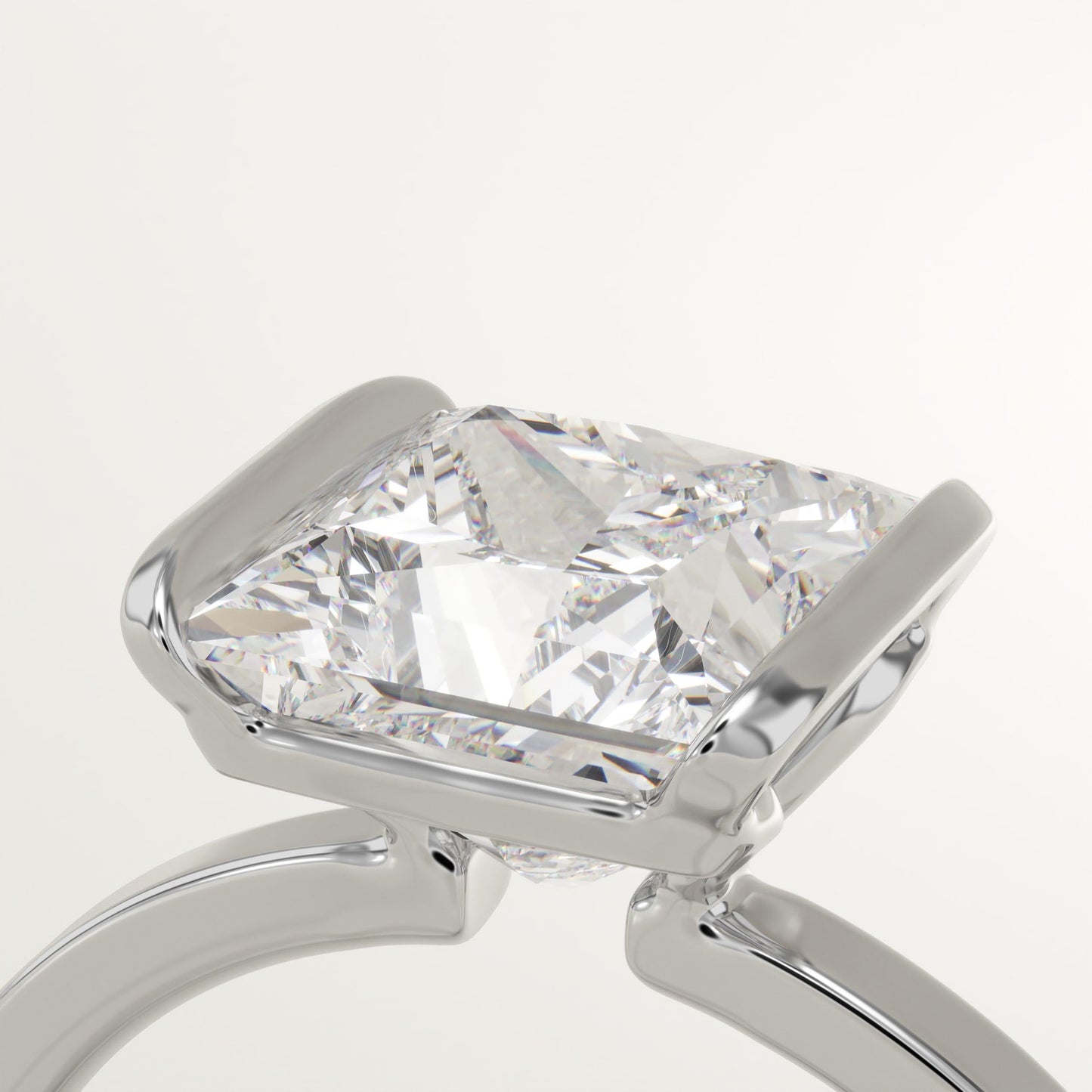 Princess Cut Half Bezel Lab-Grown Diamond Engagement Ring