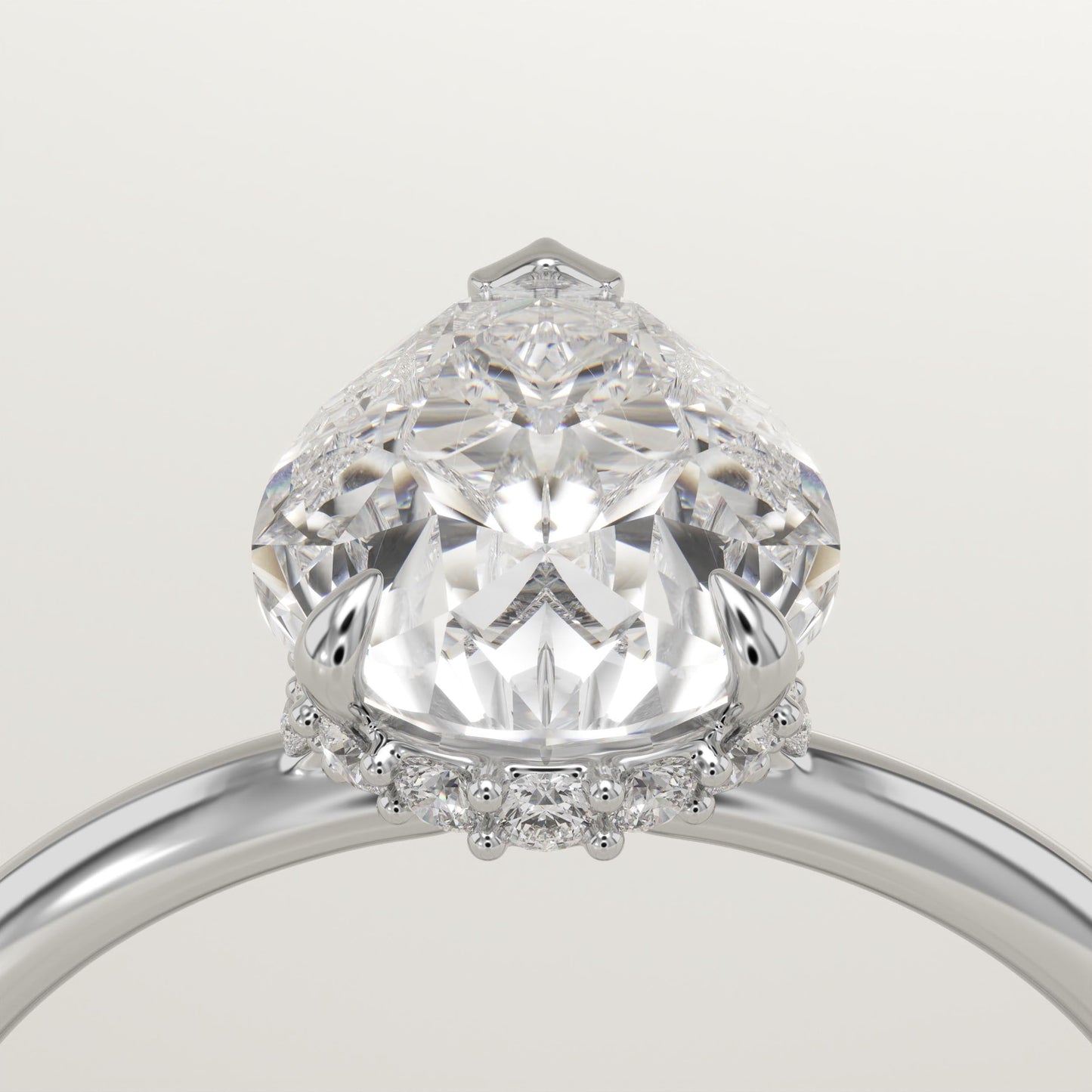 1.5 CT Pear Cut Hidden Halo Moissanite Engagement Ring